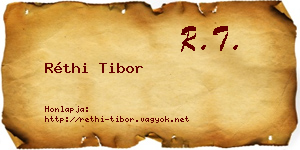 Réthi Tibor névjegykártya